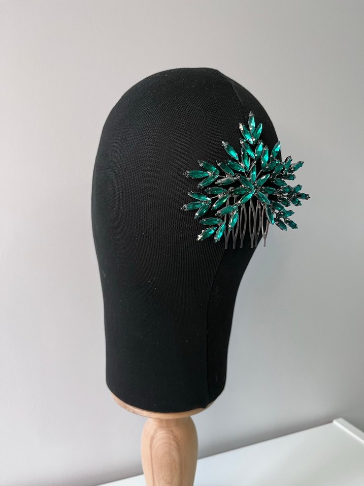 Turkuaz Cam Boncuklu Avant-Garde Saç Tokası - Görsel 2