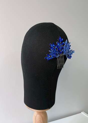 Koyu Mavi Boncuklu Cam Saç Tokası - Görsel 2