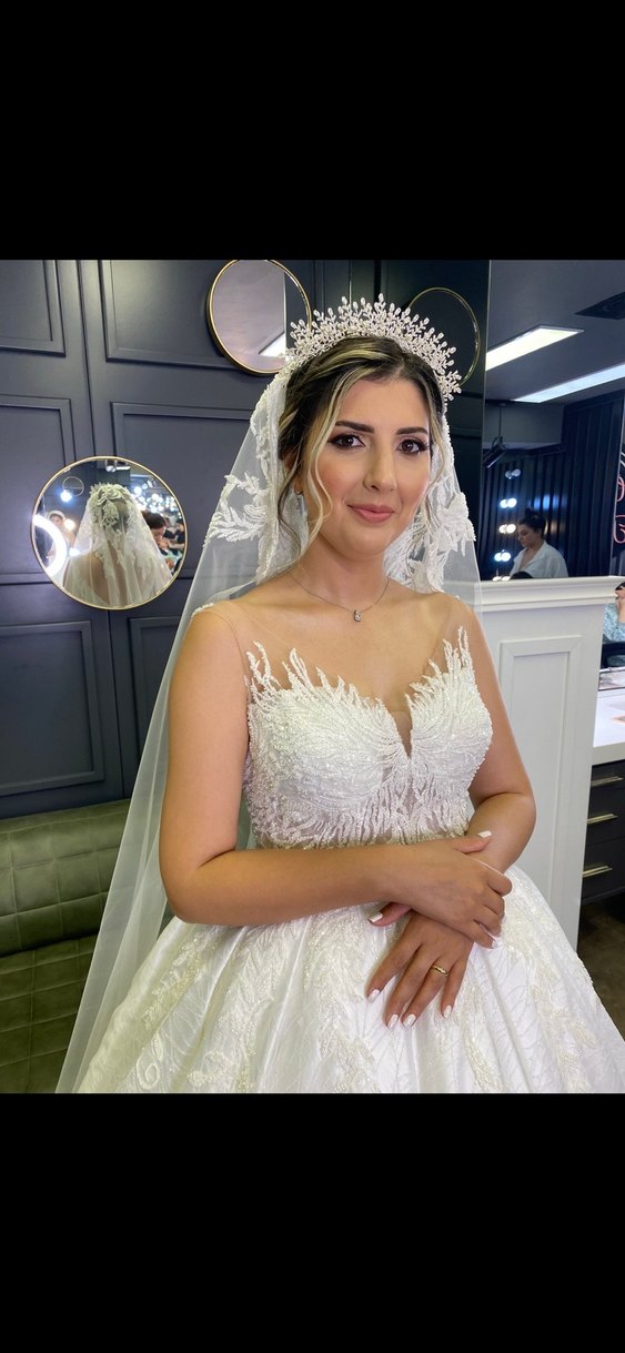 Straplez Prenses Gelinlik Beyaz Uzun - Görsel 4