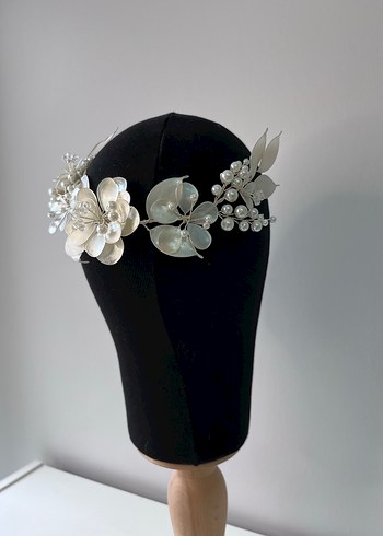 Beyaz Boncuklu Avant-Garde Saç Aksesuarı - Görsel 2