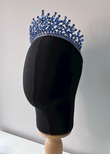 Lacivert Parlak Taşlı Gotik Taç - Görsel 3