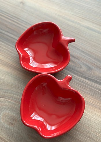 Kırmızı Elma Şeklinde Seramik Kase - Görsel 2