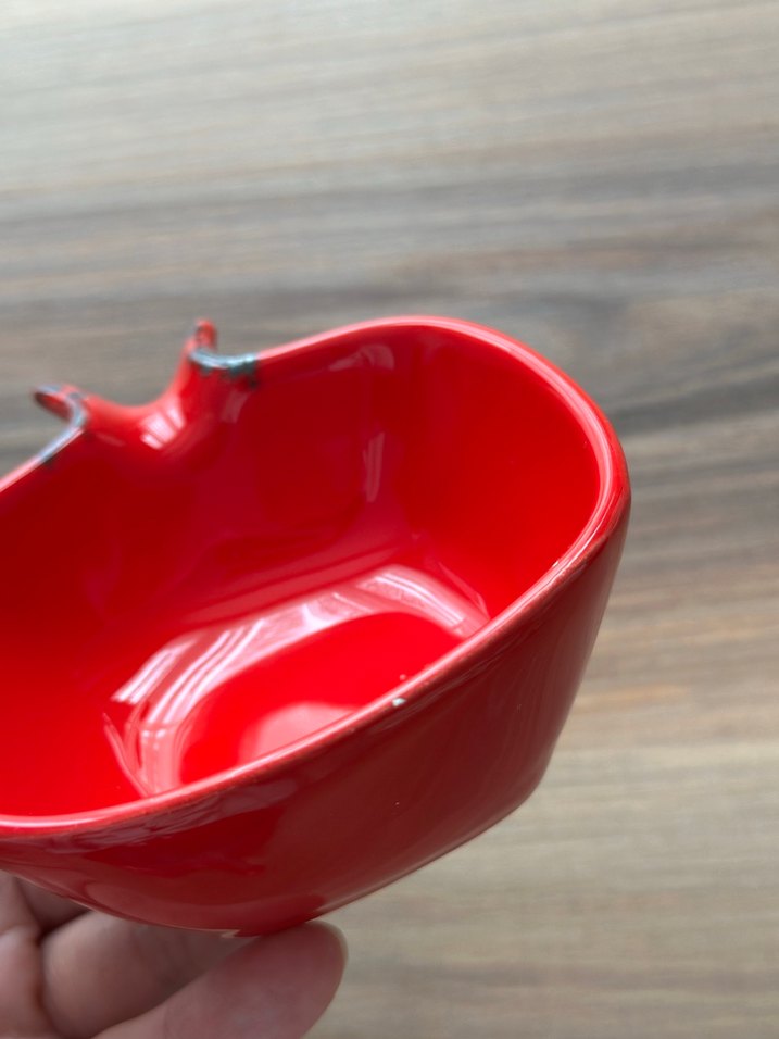 Kırmızı Nar Figürlü 3'lü Seramik Kase - Görsel 4