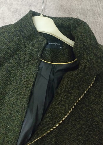 Düğmeli Uzun Koyu Yeşil Kaban - Görsel 4