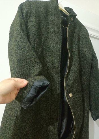 Düğmeli Uzun Koyu Yeşil Kaban - Görsel 2