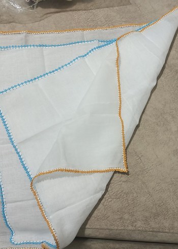 İşlemeli Beyaz Pamuklu bebek-agiz mendili - Görsel 3