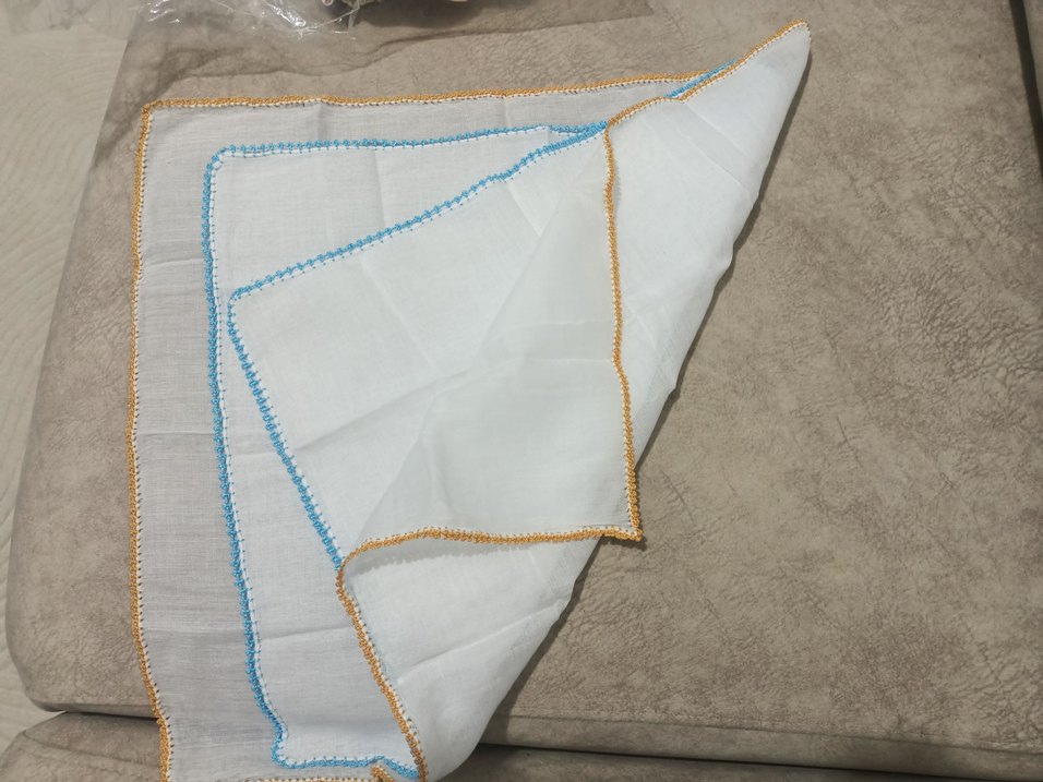 İşlemeli Beyaz Pamuklu bebek-agiz mendili - Görsel 3