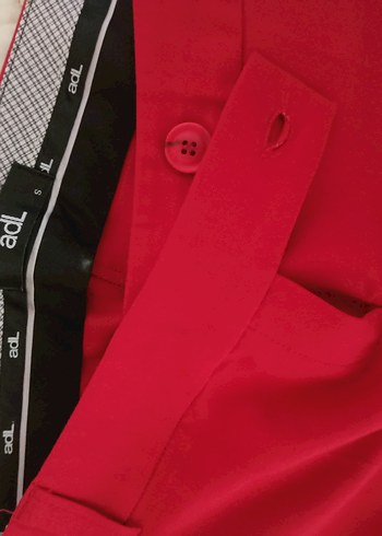 Kırmızı Kadın Pilili Kumaş Pantolon - Görsel 3