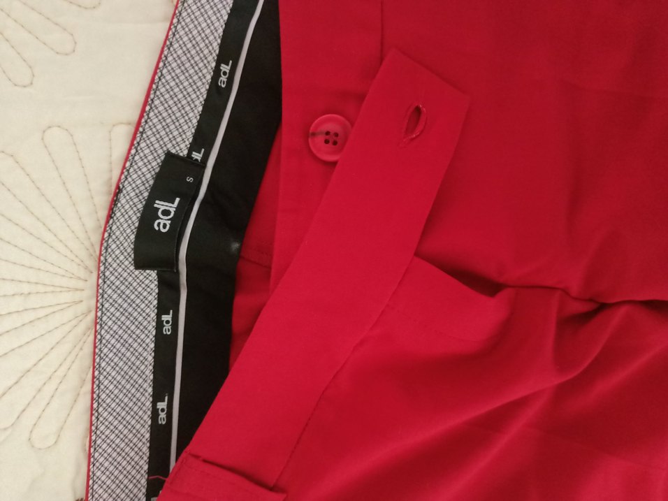 Kırmızı Kadın Pilili Kumaş Pantolon - Görsel 3