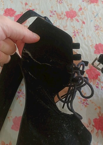 Siyah Süet Platform Topuklu Gotik Ayakkabı - Görsel 5