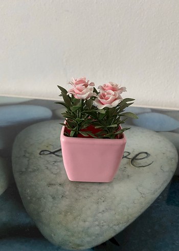 Pembe Mini Saksıda Yapay Gül Dekorasyonu - Görsel 2