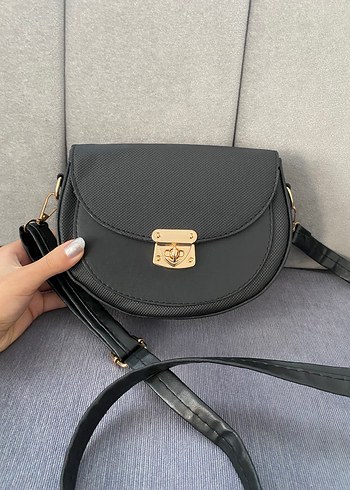 Gri Yılan Desenli Tokalı Kadın Çanta - Görsel 2