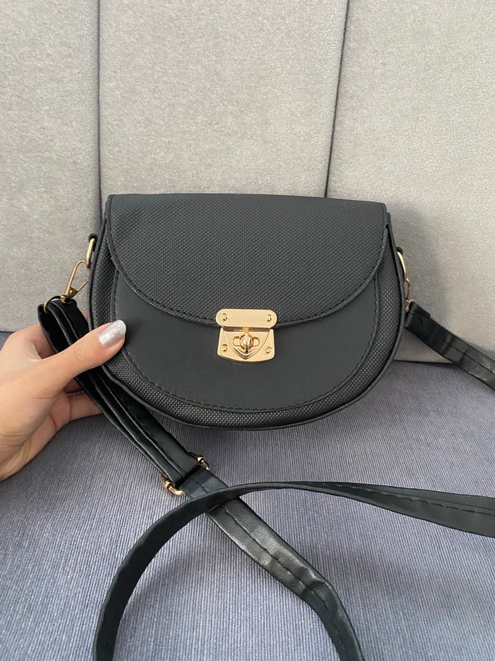 Gri Yılan Desenli Tokalı Kadın Çanta - Görsel 2