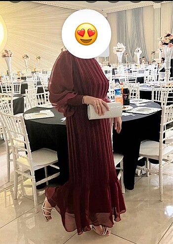 42 beden bordo tesettür abiye
