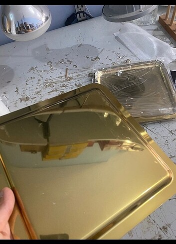 Beden TESHIR KARE GOLD TEPSI