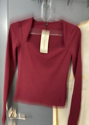 Bordo V Yakalı Kadın Bluz - Görsel 2