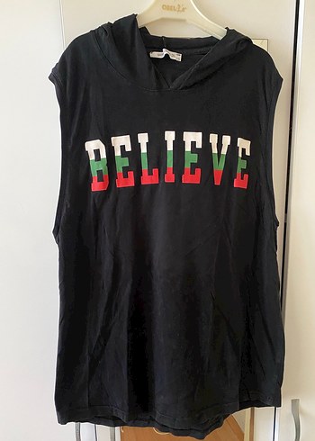 s/m Beden Siyah Kapüşonlu Erkek Baskılı Tshirt