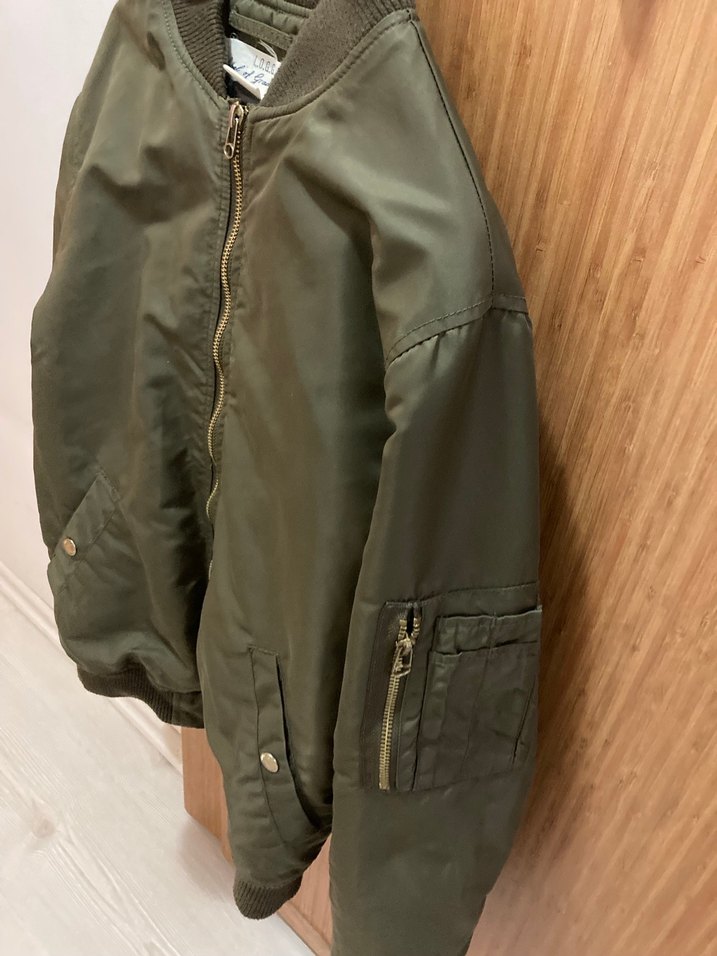 H&M Haki Fermuarlı Bomber Ceket - Görsel 4