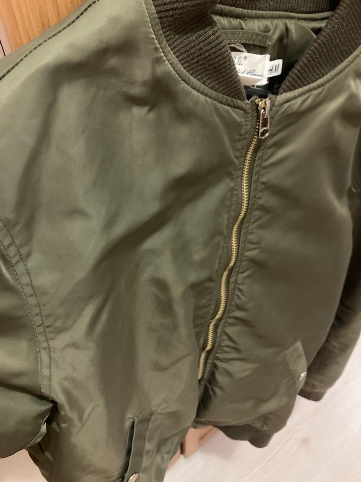 H&M Haki Fermuarlı Bomber Ceket - Görsel 5