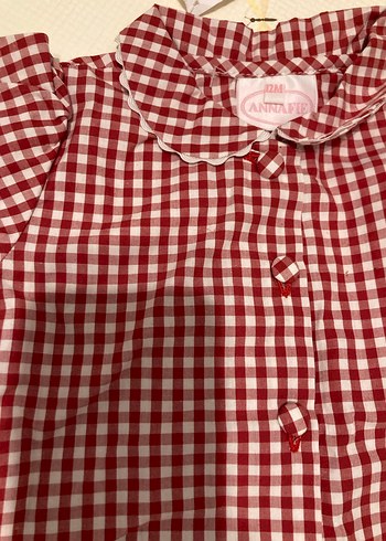 Kız Bebek Kırmızı Ekoseli İkili Takım - Görsel 2