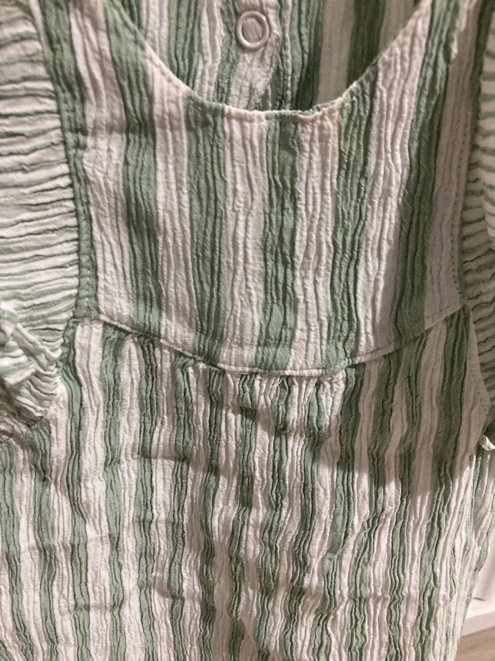 Kız Çocuk Yeşil Çizgili Kolsuz Elbise - Görsel 2