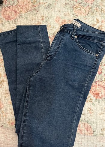 Kadın Gri Mavi Normal Kesim Denim Pantolon