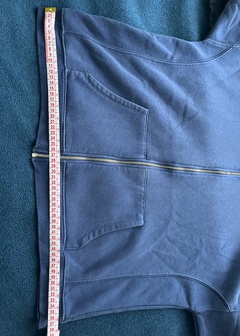 Kadın Lacivert Fermuarlı Kapüşonlu Sweatshirt - Görsel 5