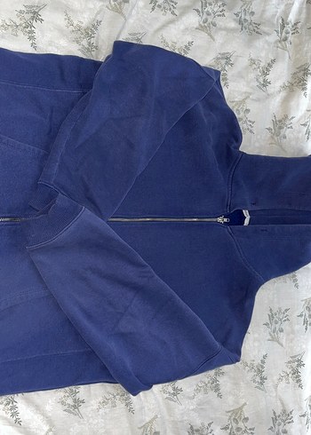 Kadın Lacivert Fermuarlı Kapüşonlu Sweatshirt - Görsel 2