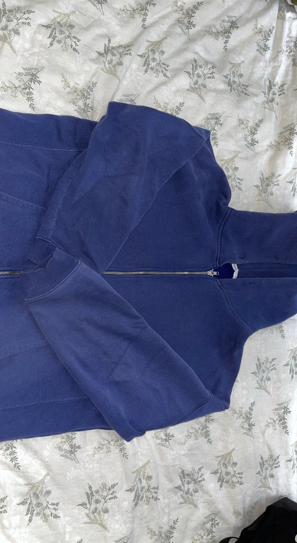 Kadın Lacivert Fermuarlı Kapüşonlu Sweatshirt - Görsel 2