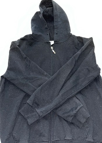 Erkek Siyah Kapüşonlu Fermuarlı Sweatshirt - Görsel 2