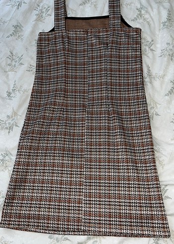 Kahverengi Ekose Uzun Kadın Elbise - Görsel 2