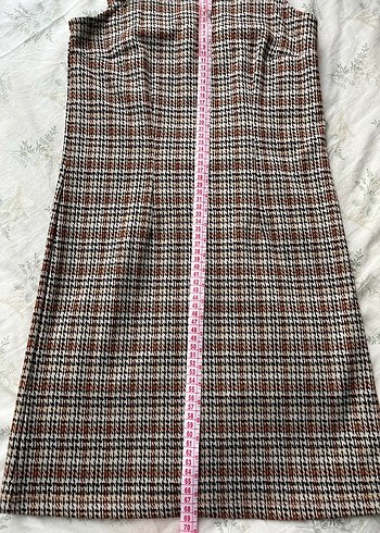 Kahverengi Ekose Uzun Kadın Elbise - Görsel 3