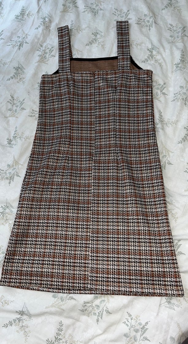 Kahverengi Ekose Uzun Kadın Elbise - Görsel 2