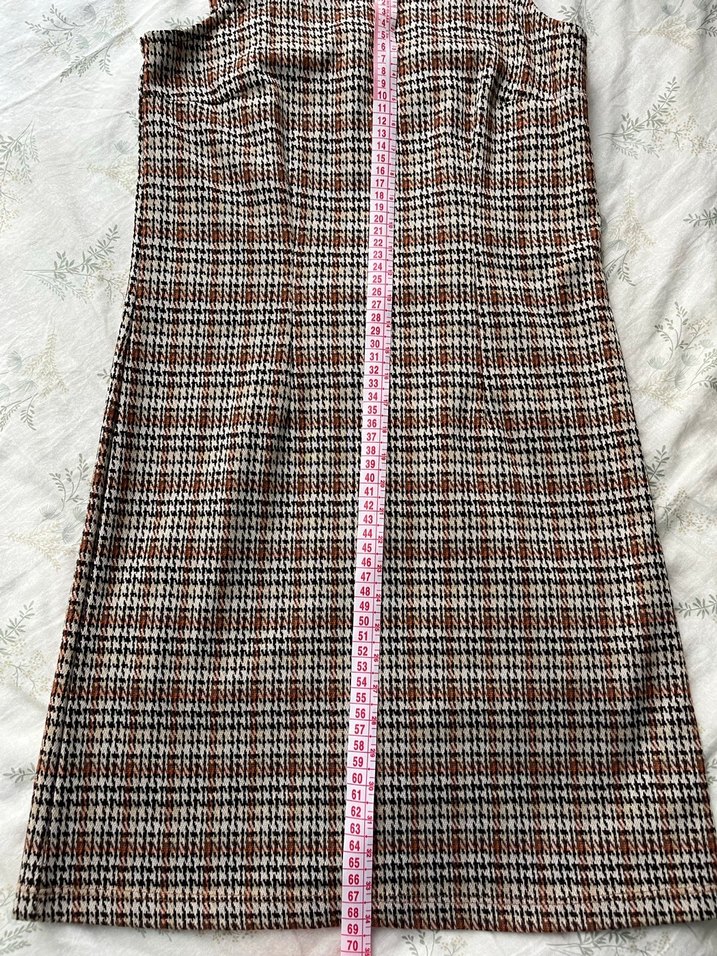 Kahverengi Ekose Uzun Kadın Elbise - Görsel 3