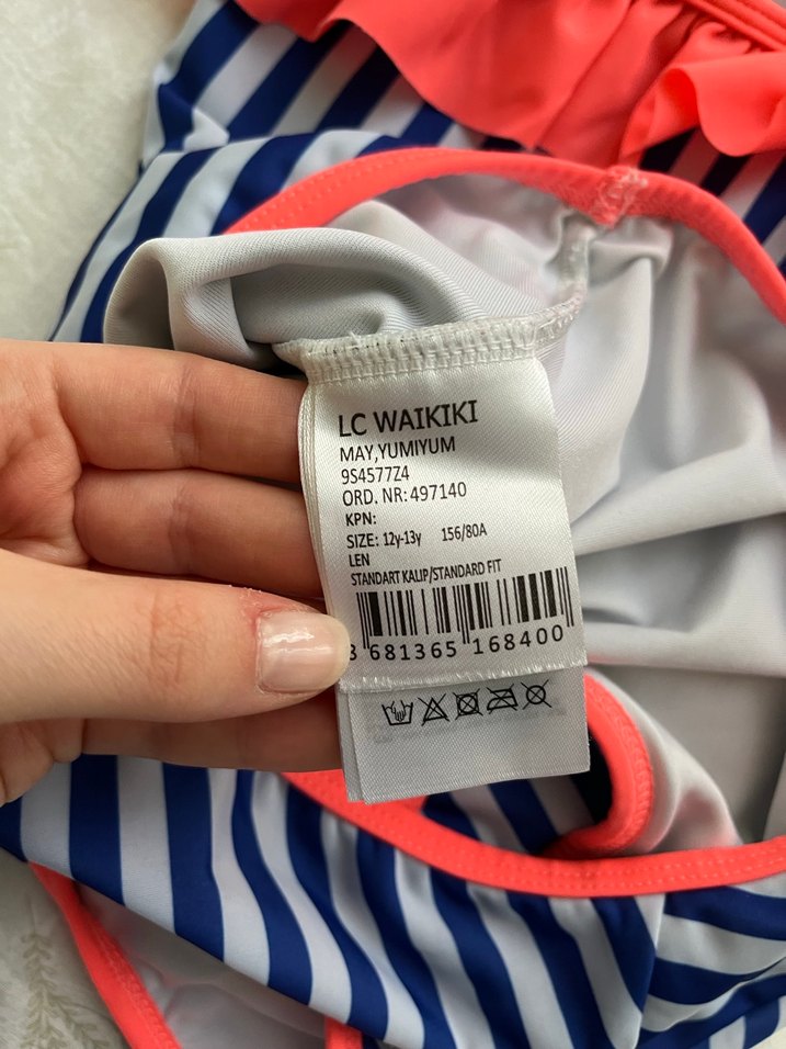 Çizgili ve Fırfırlı Çocuk Mayo - Görsel 3