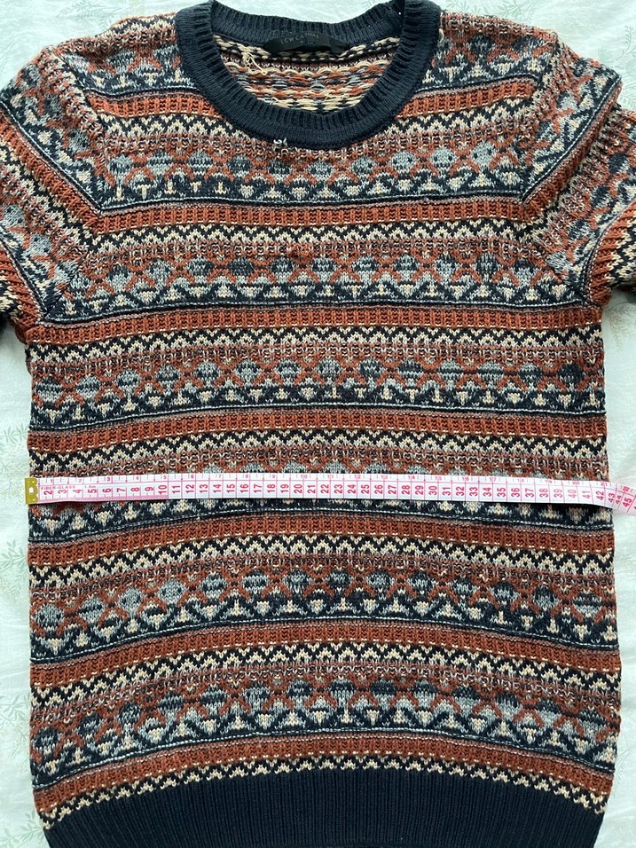 Bohem Desenli Kahverengi Triko Kadın Kazak - Görsel 3