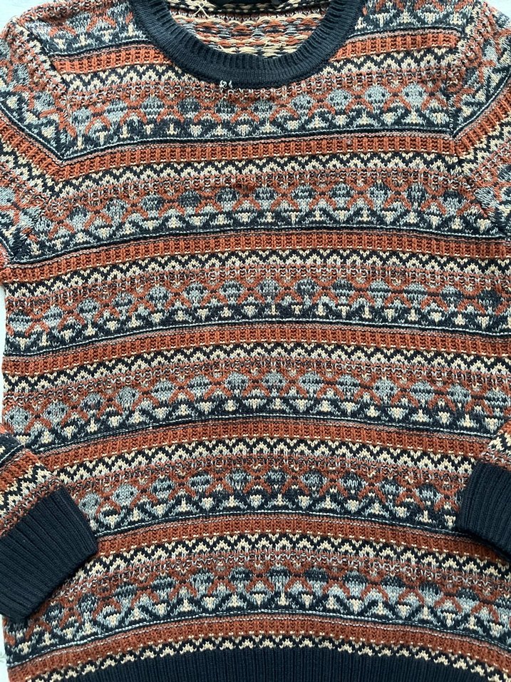 Bohem Desenli Kahverengi Triko Kadın Kazak - Görsel 2