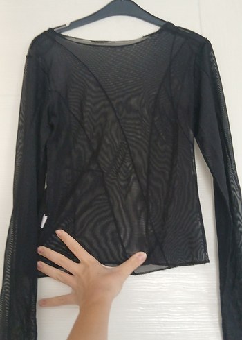 Siyah Transparan Uzun Kollu Gotik Bluz