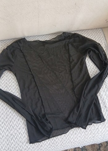 Zara Siyah Transparan Uzun Kollu Gotik Bluz