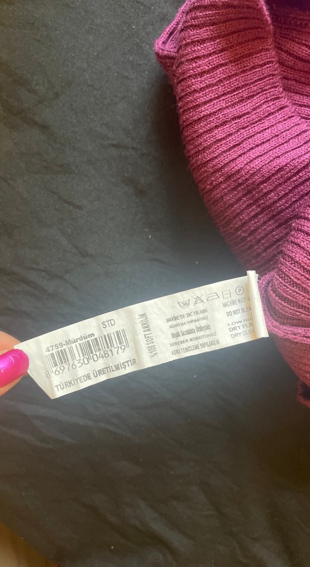 Mürdüm Uzun Kollu Fitilli Triko Elbise - Görsel 3