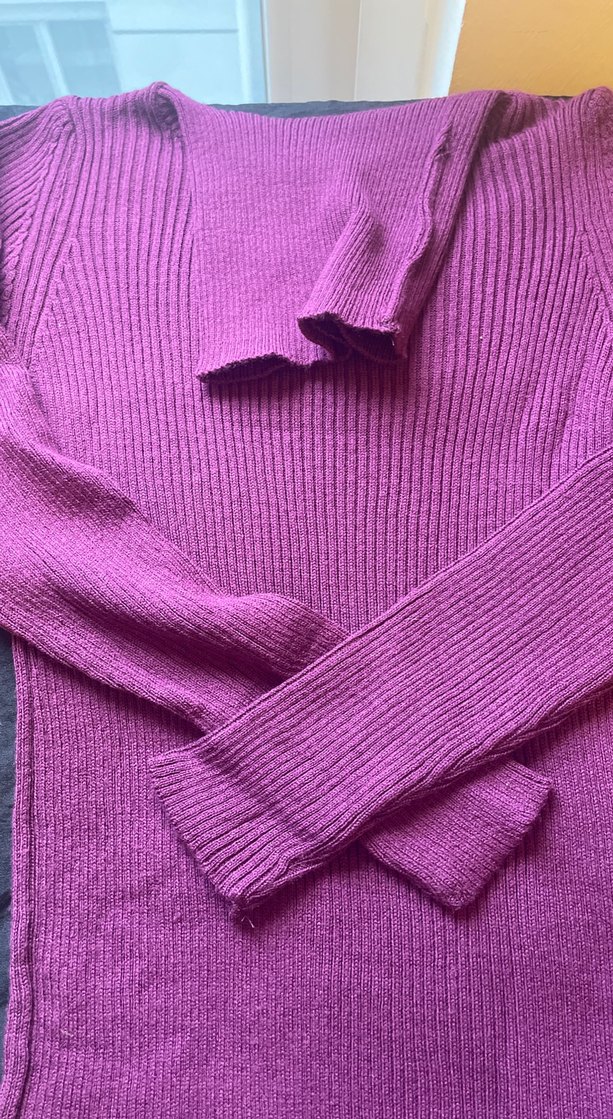 Mürdüm Uzun Kollu Fitilli Triko Elbise - Görsel 2