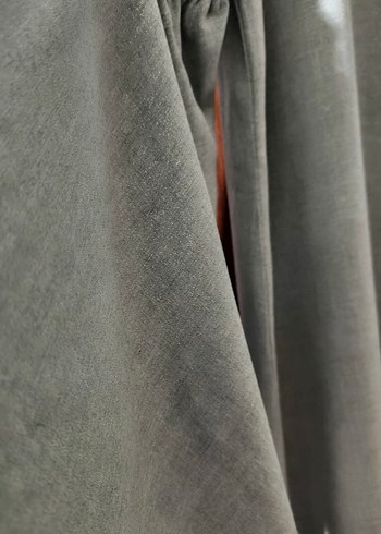 Bej Uzun Keten Elbise, Drapeli, Uzun Kollu - Görsel 2