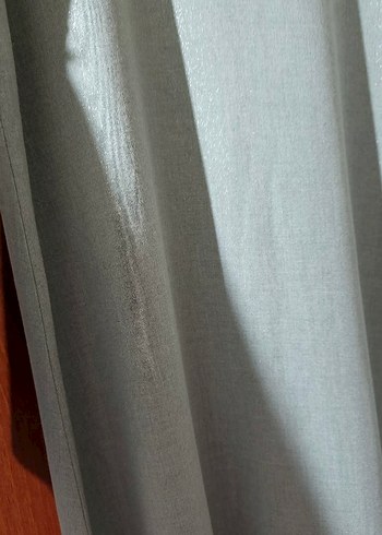 Bej Uzun Keten Elbise, Drapeli, Uzun Kollu - Görsel 3