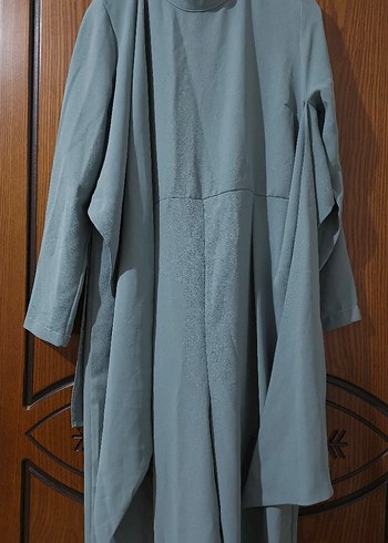 Uzun Kollu Gri Drapeli Kadın Elbise tulum - Görsel 3