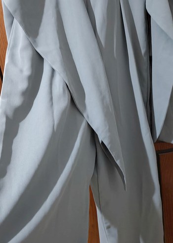 Uzun Kollu Gri Drapeli Kadın Elbise tulum - Görsel 6