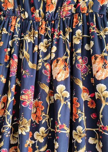 Uzun Desenli Bohem V Yaka Elbise - Görsel 8