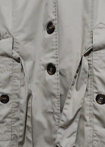 Bej Düğmeli Midi Kadın Trençkot - Görsel 4