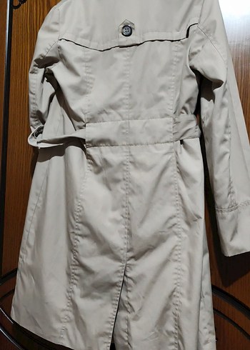 Bej Düğmeli Midi Kadın Trençkot - Görsel 7