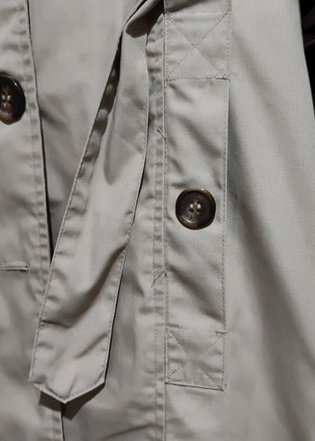 Bej Düğmeli Midi Kadın Trençkot - Görsel 3