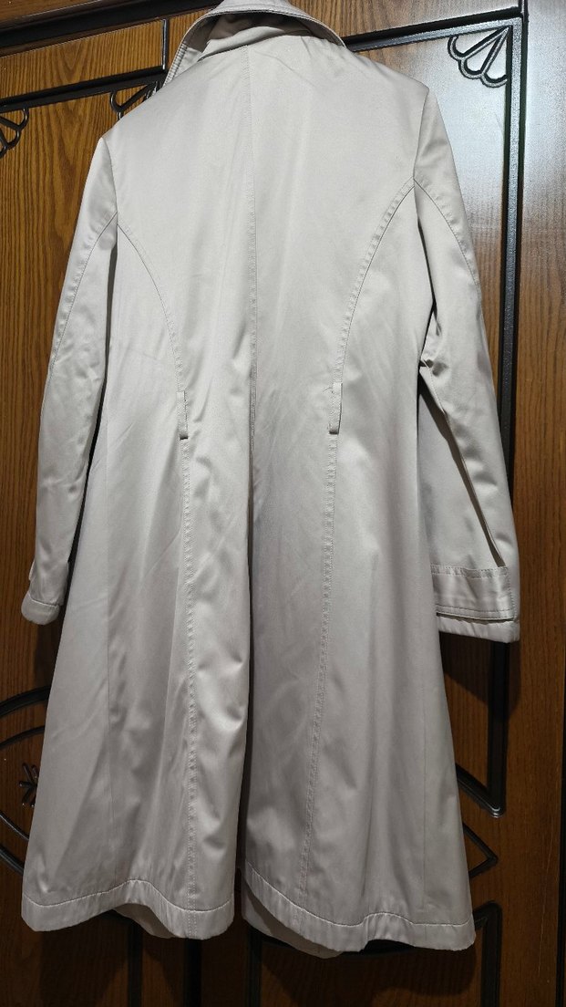 Düğmeli Bej Kadın Uzun Trençkot - Görsel 2